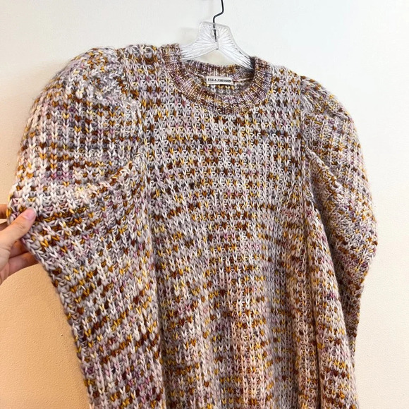 Ulla Johnson Rosina Colorful Puff Sleeve Crew Neck Alpaca Blend Knit Sweater M/L - Picture 5 of 12